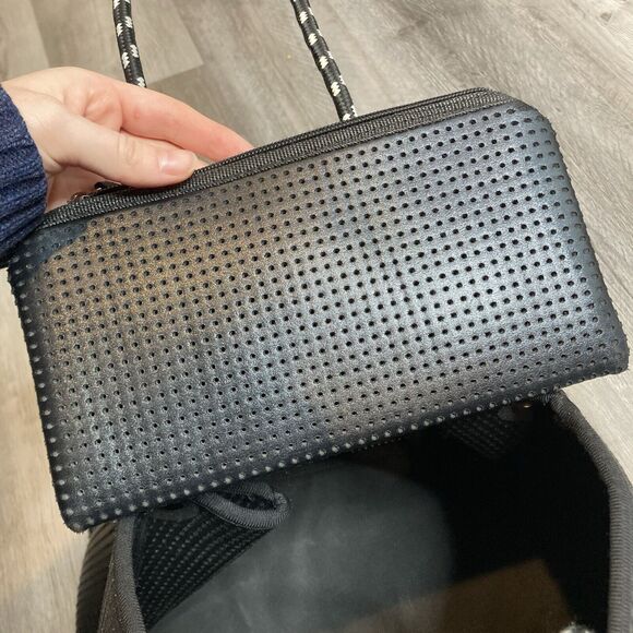 Prene Women's Black The Freddie Tote Bag Perforated Neoprene Roomy Scandi Boho - Picture 7 of 10